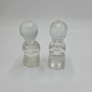 Fenton Clear Glass Praying Boy & Girl Figurines Set Vintage Collectible